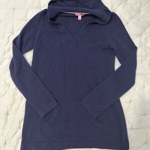 Lilly Pulitzer Navy Sawyer Hooded Cashmere Sweater Sz Small